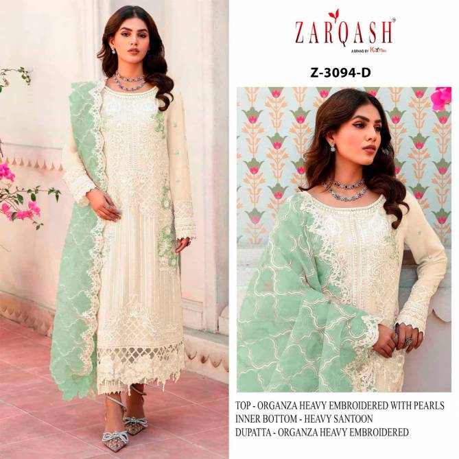 Z 3094 Organza Embroidery Pakistani Suits Wholesalers In Delhi 